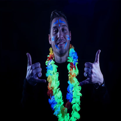 Pack 6 Unidades Collares Hawaianos Flores Fluor Fiestas