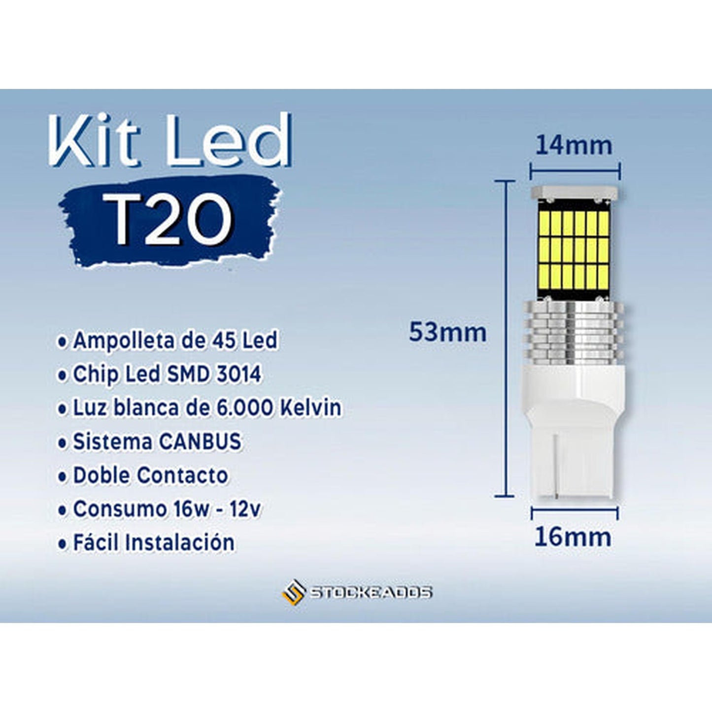 Pack 2 Ampolletas Led T20 Canbus 7440 12v