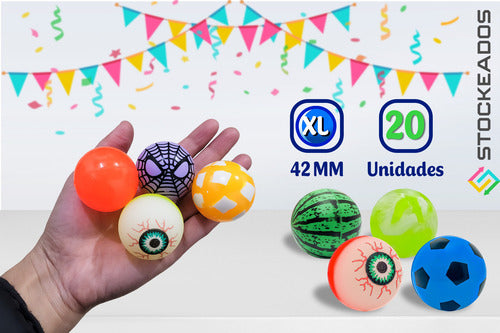 Pack 20 Pelotas Saltarinas 42mm Juguete Sorpresa Cumpleaños