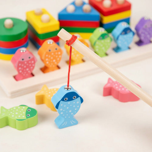Juego De Pesca Magnético Y Encaje De Madera Montessori