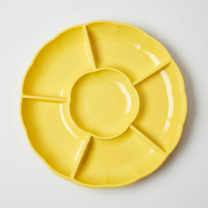 Bandeja Redonda Plástico Cumpleaños  30x30 Cm Color Amarillo