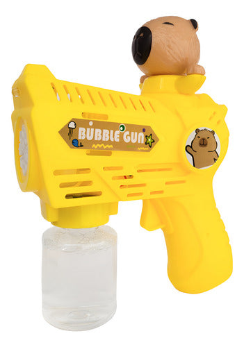 Pistola De Burbujas Capibara Amarilla Lanza Burbujas