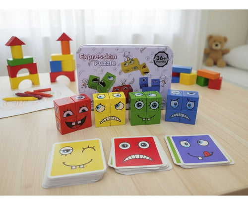 Juego De Puzzle Cubos Didáctico Expresiones Y Emociones