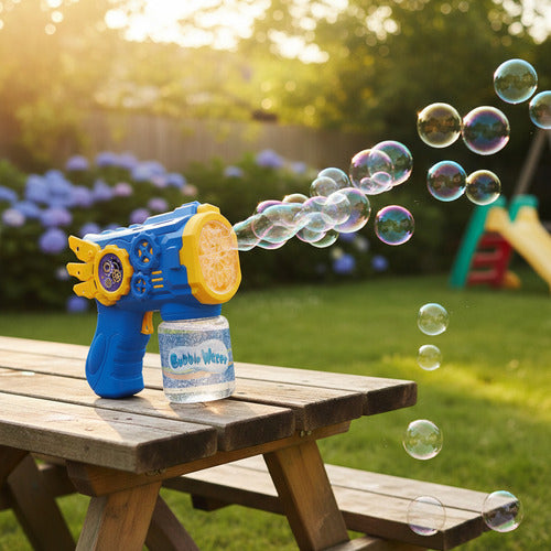 Pistola De Burbujas Color Azul Lanza Burbujas