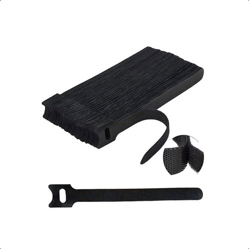 Pack 50 bridas amarra cables velcro color negro