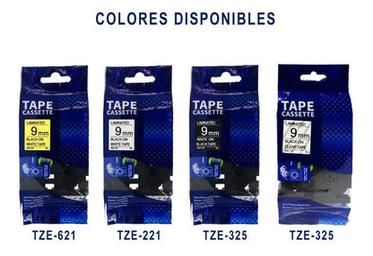 Cinta Tze-121 Alternativa 9mmx8m Negro Sobre Transparente