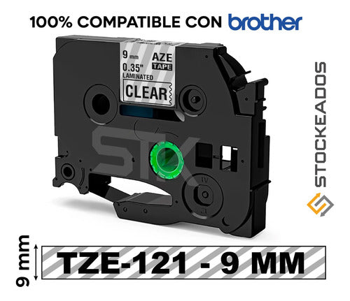 Cinta Tze-121 Alternativa 9mmx8m Negro Sobre Transparente