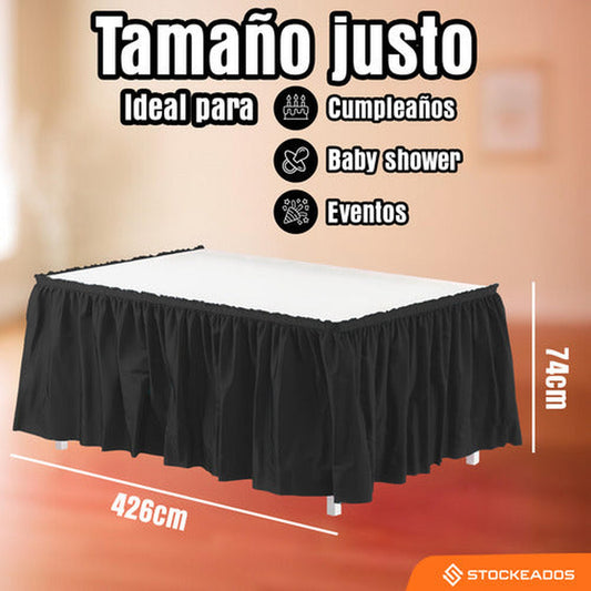 Faldón De Mesa Color Negro 74 X 426cm Decoración Fiestas