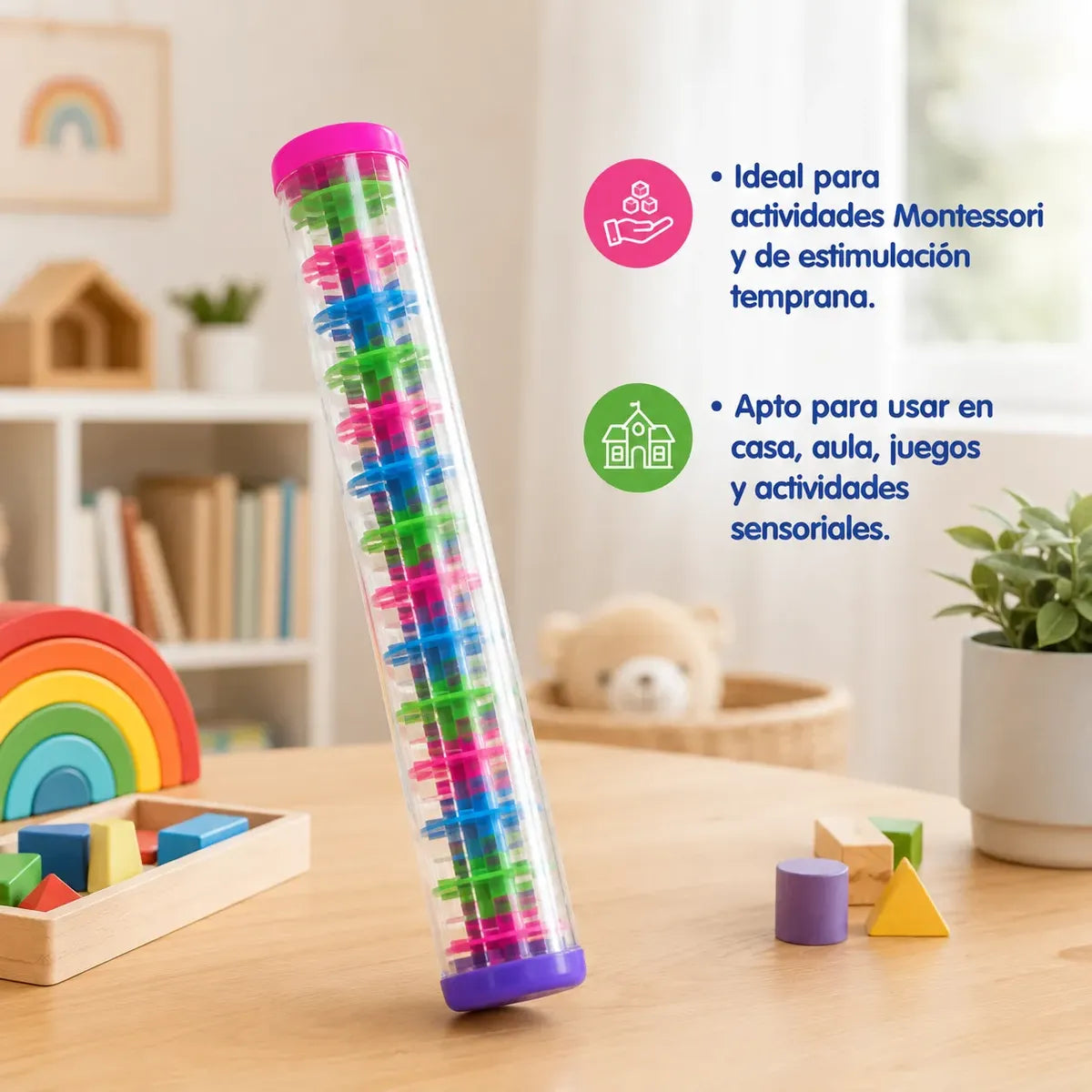 Palo De Lluvia 40cm Sonido Sensorial Para Niños Montessori Color Surtido