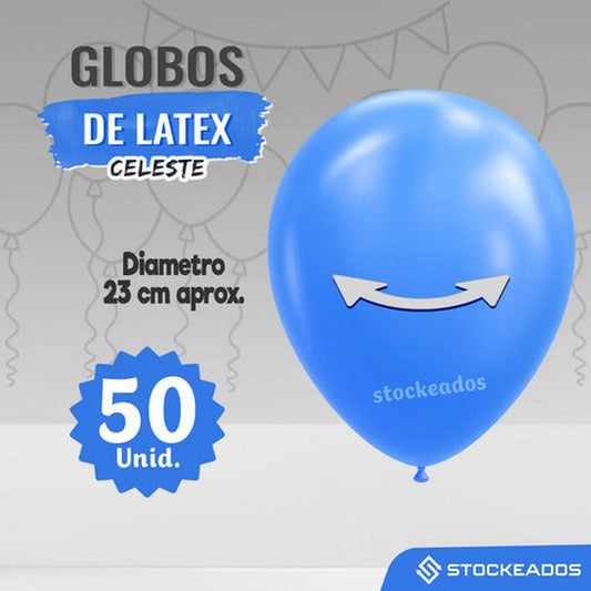 Pack 50 Globos Celeste R9 23 cm – Globos de Látex para Decoración