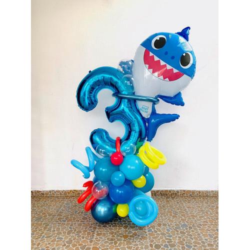 Set 4 Globos Metalizados Baby Shark Cumpleaños