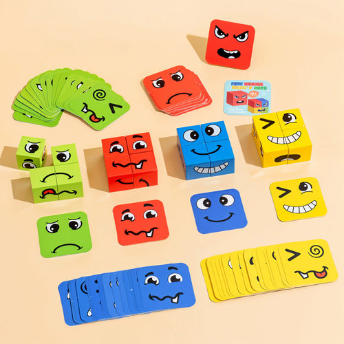 Juego De Puzzle Emociones En Caja Cubos Didácticos