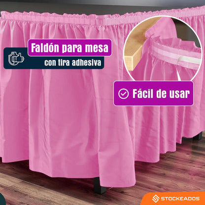 Faldón De Mesa Color Rosado 74 X 426cm Decoración Fiestas