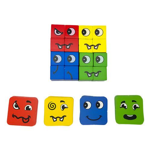 Juego De Puzzle Cubos Didáctico Expresiones Y Emociones