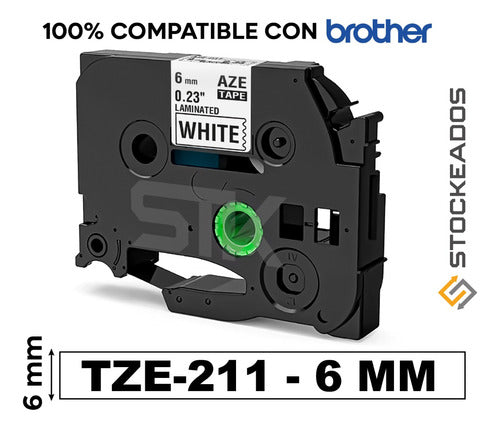 Cinta Tze-211 Alternativa Rotuladora Brother 6mmx8m Blanca