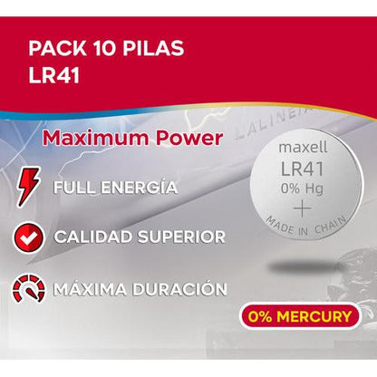 Pack 10 Pilas Lr41 Ag3 Maxell Alcalina 1.5v