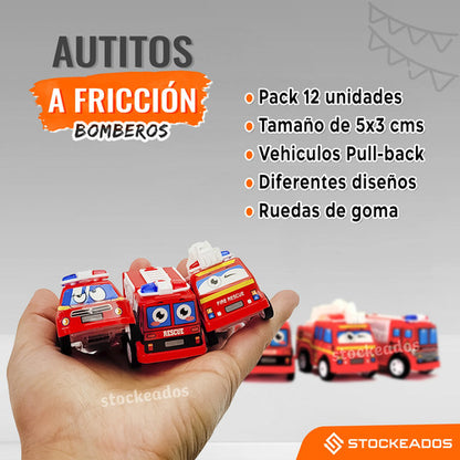Pack 12 Autitos A Fricción - Juguete Sorpresa Cumpleaños