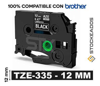 Cinta Tze-335 Brother Alternativa 12mmx8m Negra