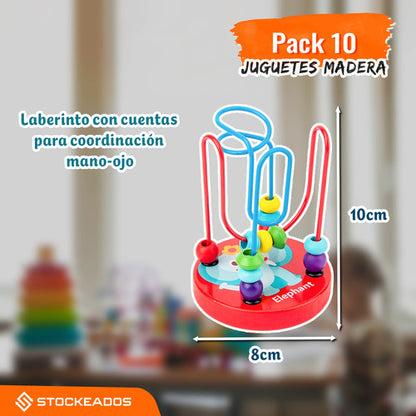 Pack 5 Juguetes Didactico Madera Montessori Educativo