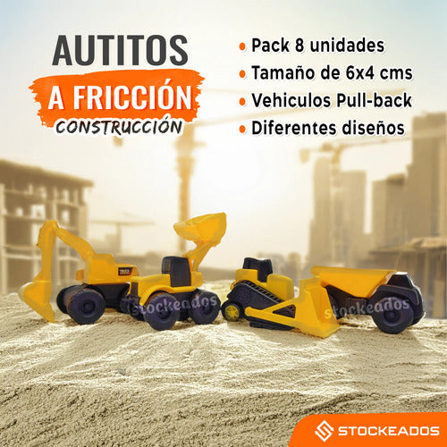 Set 8 Autitos De Construccion Tracción Niños