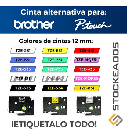 Cinta Tze Colores Fluorescentes Brother Alternativa 12mmx5m