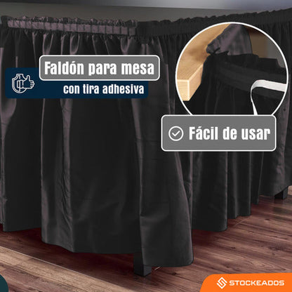 Faldón De Mesa Color Negro 74 X 426cm Decoración Fiestas