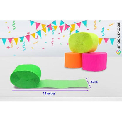Pack 6 Festón Fluor 10mts Decoración Fiesta Uv Guinalda