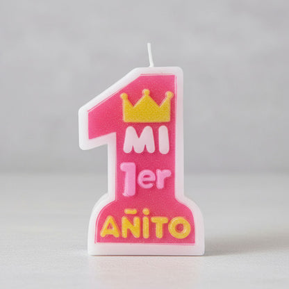 Vela Cumpleaños Mi 1er Añito Niña – Vela Número 1 para Torta
