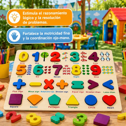 Encaje De Números De Madera Juego Didáctico Para Niños Surtido