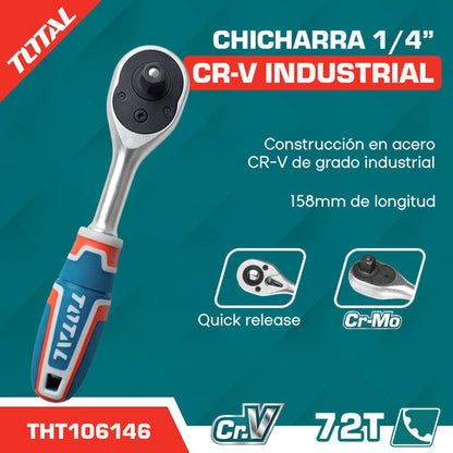 Llave Chicharra Cuadrante 1/4 Pulgadas Total