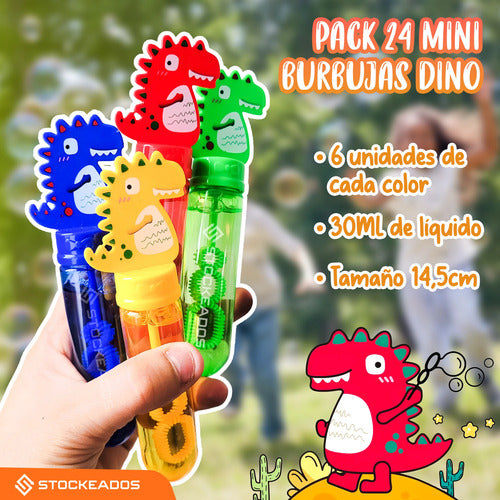Pack 24 Mini Burbujas Dinosaurio Cumpleaños Niños
