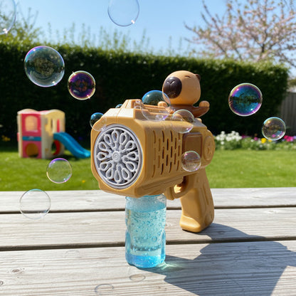 Pistola De Burbujas Café Diseño Capibara Lanza Burbujas