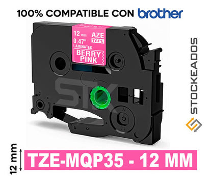 Cinta Tze-MQP35 Brother Alternativa 12mmx5m Rosa