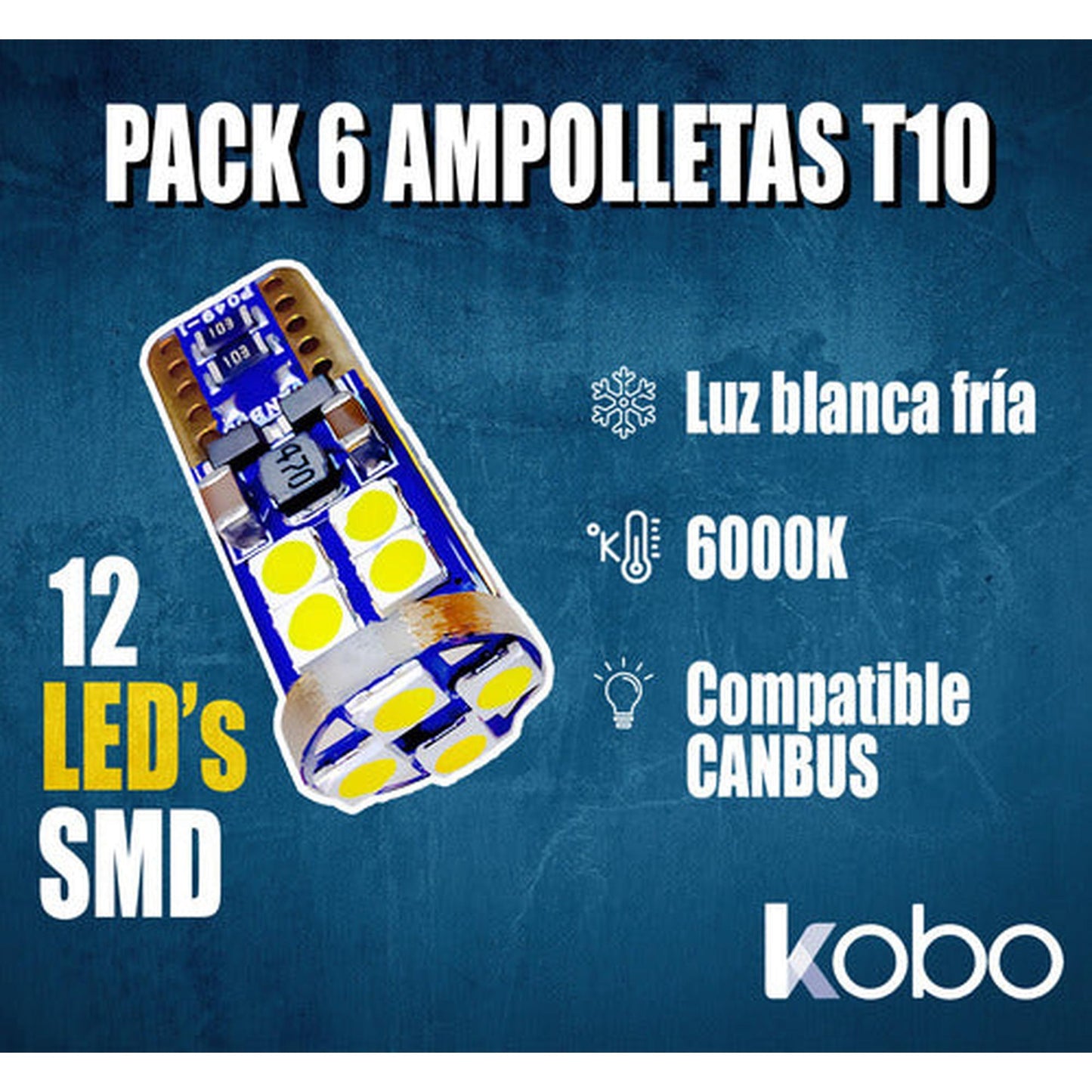Pack 6 Ampolletas Luces Led T10 - W5w Cola De Pescado 5w