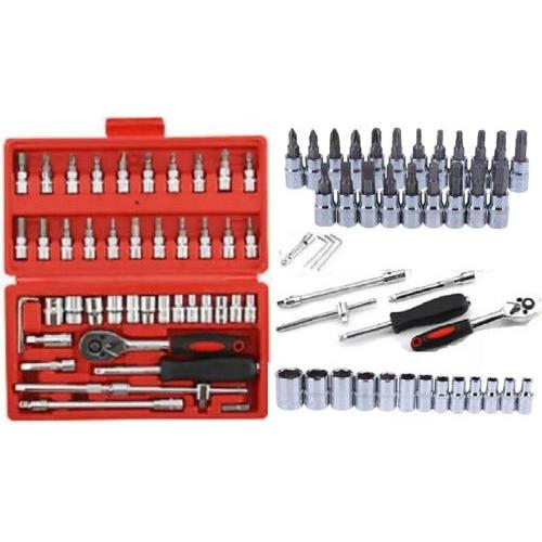 Set Caja Juego Herramienta Dados 46 Piezas Acero Carbono 1/4