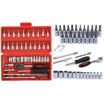 Set Caja Juego Herramienta Dados 46 Piezas Acero Carbono 1/4