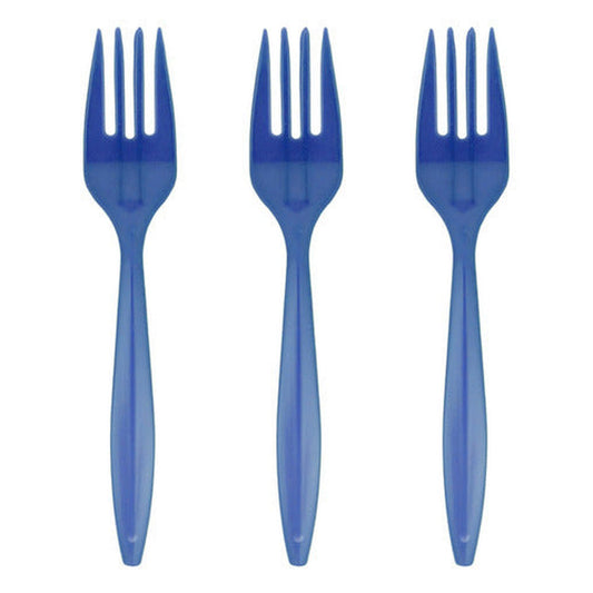 Pack 20 Tenedores Plásticos Color Azul Cumpleaños