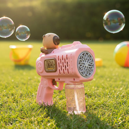 Pistola De Burbujas Rosada Diseño Capibara Lanza Burbujas