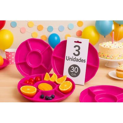Pack 3 Bandejas Colores Cumpleaños Picoteo 30x30cm