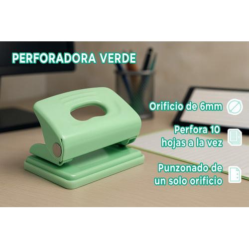 Perforadora De Papel Macaron Color Verde Pastel
