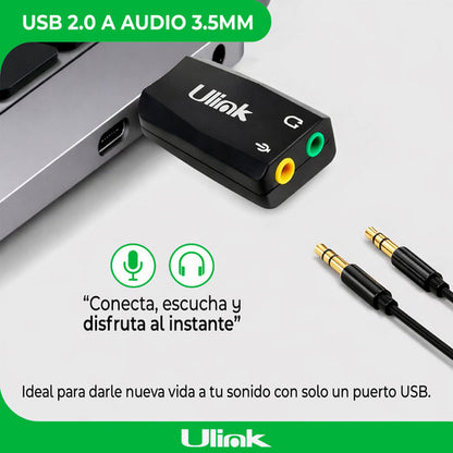 Adaptador Usb A Audio Adaptador De Audífonos Y Microfono