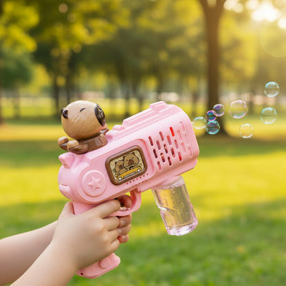 Pistola De Burbujas Rosada Diseño Capibara Lanza Burbujas