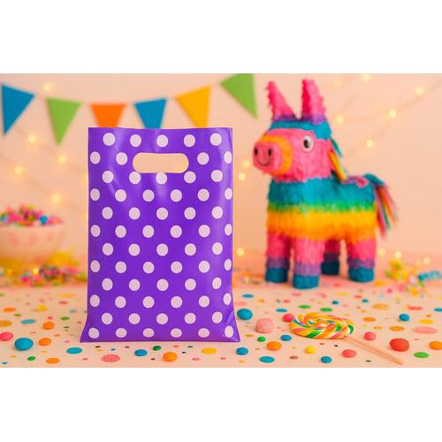 Pack 50 Bolsas Con Lunares Para Cumpleaños 20x30 Cm