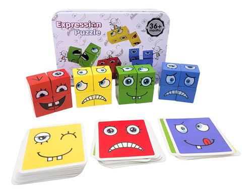 Juego De Puzzle Cubos Didáctico Expresiones Y Emociones