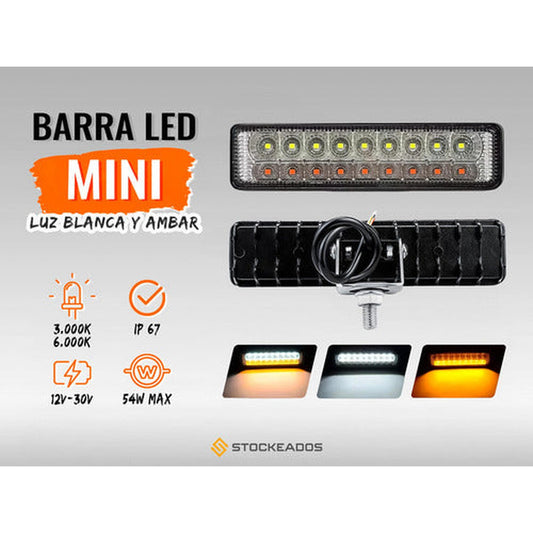 Luz Faro Barra Foco Neblinero 18 Led Blanco Ambar Auto 4x4