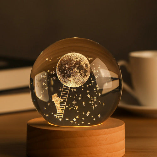 Lampara De Noche Led 3d Bola Cristal Diseños