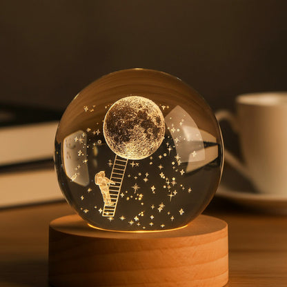 Lampara De Noche Led 3d Bola Cristal Diseños