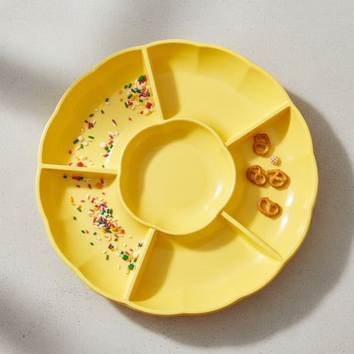 Bandeja Redonda Plástico Cumpleaños  30x30 Cm Color Amarillo