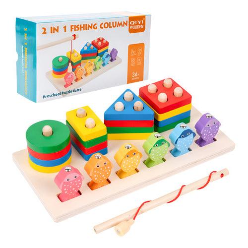 Juego De Pesca Magnético Y Encaje De Madera Montessori