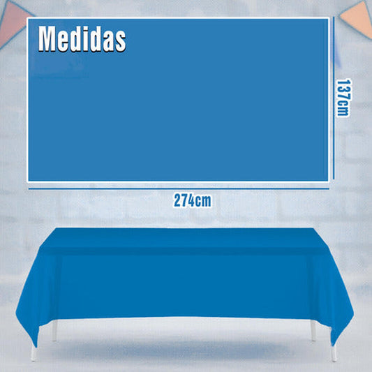 Mantel Plastico 137x274cm Color Azul Para Cumpleaños